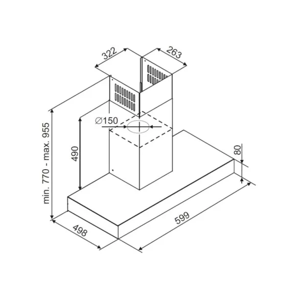 Ciarko Design T-Light 60 cm fekete fali páraelszívó
