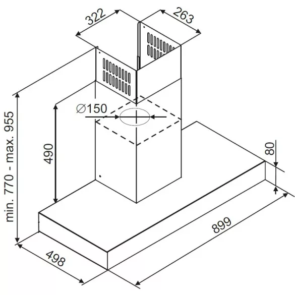 Ciarko Design T-Light 90 cm fekete fali páraelszívó