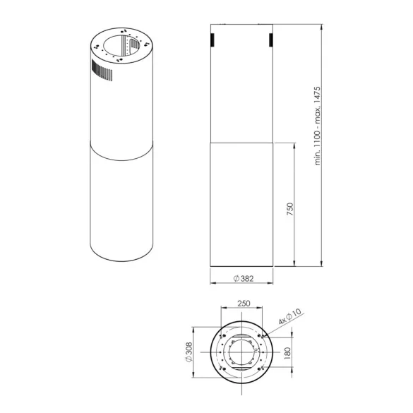 Ciarko Design Tubus W Long fehér sziget páraelszívó
