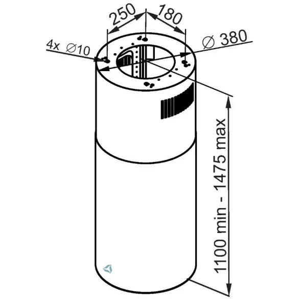 Ciarko Design Tubus W Long fehér sziget páraelszívó