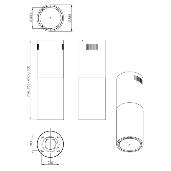 Ciarko Design Tubus W Long fekete sziget páraelszívó