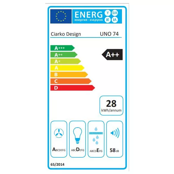 Ciarko Design UNO 74 Fekete beépíthető páraelszívó