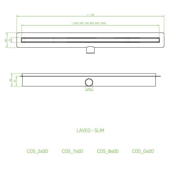 LAVEO SLIM folyóka 900 mm, rose gold