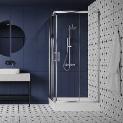   LAVEO BRESSO szögletes zuhanykabin zuhanytálcával 80x80x185 cm átlátszó üveg/króm