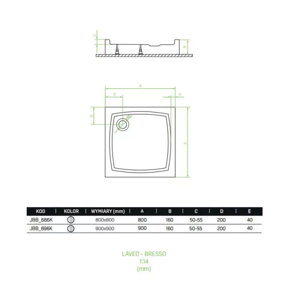 LAVEO BRESSO szögletes zuhanykabin zuhanytálcával 90x90x185 cm átlátszó üveg/króm