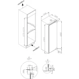 Kluge beépíthető hűtőszekrény felül fagyasztórekesszel 253L/33L