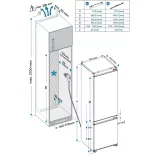 Kluge beépíthető kombi hűtőszekrény alul fagyasztóval, DualNoFrost, 170L/63L
