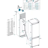 Kluge beépíthető kombi hűtőszekrény alul fagyasztóval, DualNoFrost, 180L/63L
