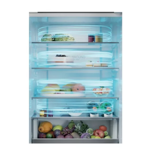 Kluge beépíthető kombi hűtőszekrény alul fagyasztóval, NoFrost, 281L/101L