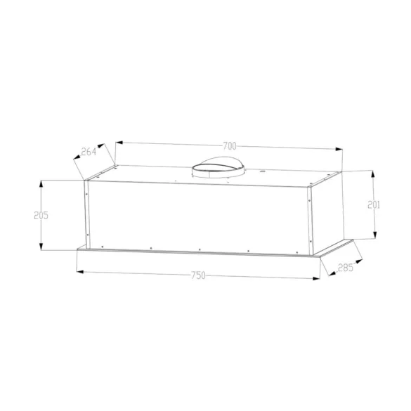 Kluge beépíthető fekete páraelszívó, 75cm, TC