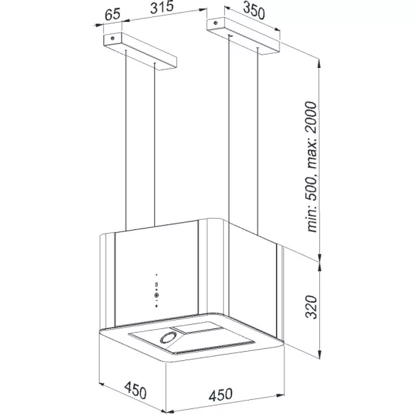 Kluge sziget függesztett páraelszívó, 45cm