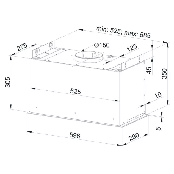 Kluge beépíthető fekete páraelszívó, 60cm