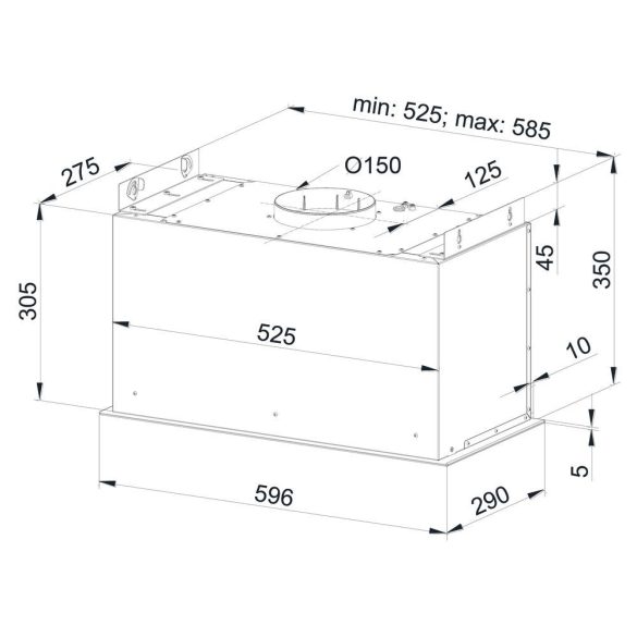 Kluge beépíthető fehér páraelszívó, 60cm