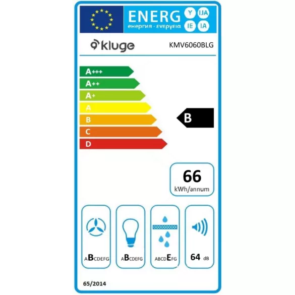Kluge beépíthető fekete páraelszívó, 60cm