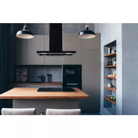 Kluge sziget matt fekete páraelszívó, 90cm, HTH