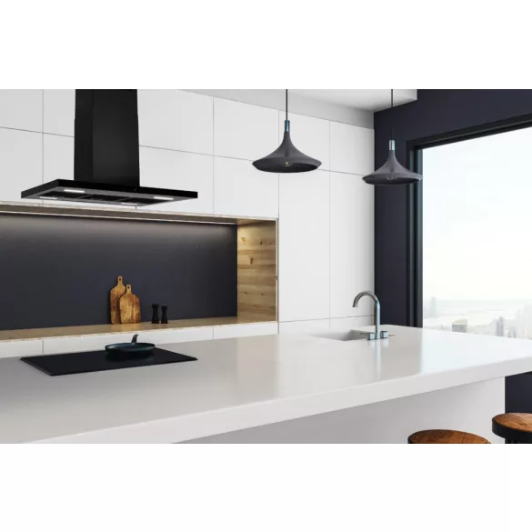 Kluge sziget matt fekete páraelszívó, 90cm, HTH