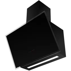   Kluge fali döntött üveg fekete páraelszívó, 60cm, átlátszó kerettel