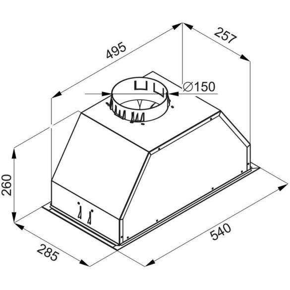 Kluge beépíthető matt fekete páraelszívó, 60cm