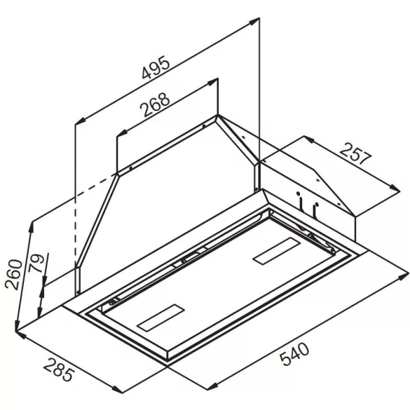 Kluge beépíthető inox páraelszívó, 60cm