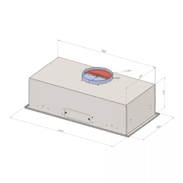 Kluge beépíthető fekete páraelszívó, 60cm, 17cm magas