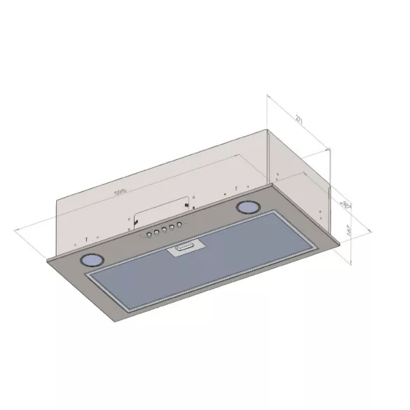 Kluge beépíthető fekete páraelszívó, 60cm, 17cm magas