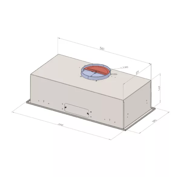 Kluge beépíthető inox páraelszívó, 60cm, 17cm magas