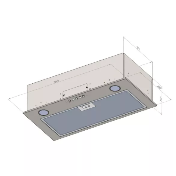Kluge beépíthető inox páraelszívó, 60cm, 17cm magas