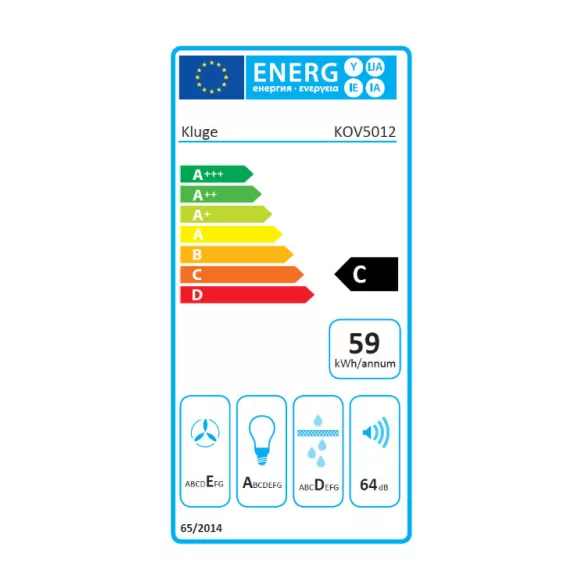 Kluge beépíthető inox páraelszívó, 60cm, 17cm magas