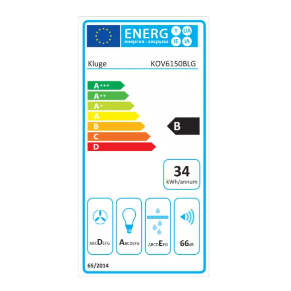 Kluge beépíthető fekete páraelszívó, 60cm, fekete üvegpanel