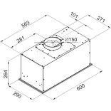 Kluge beépíthető inox páraelszívó, 60cm, távirányító