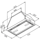Kluge beépíthető matt fekete páraelszívó, 72cm