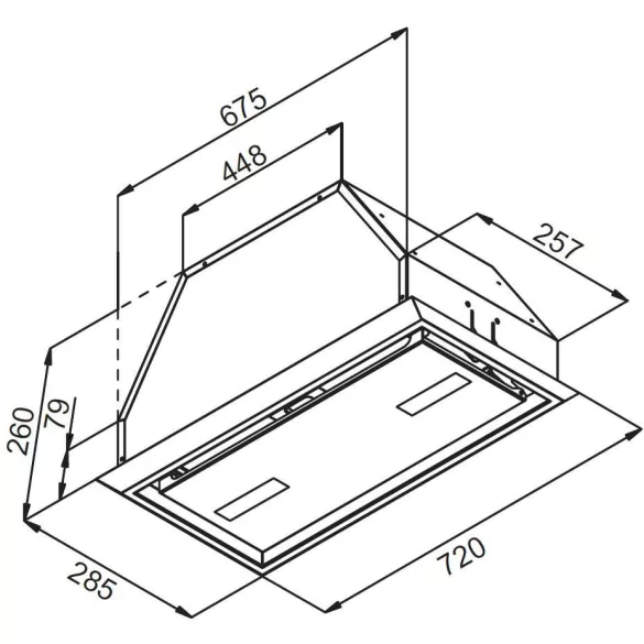Kluge beépíthető matt fekete páraelszívó, 72cm