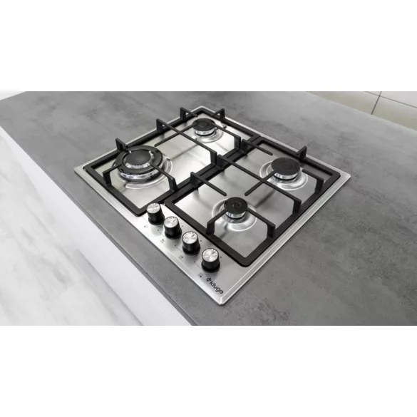 Kluge beépíthető gáz főzőlap, 60 cm, inox, WOK égő