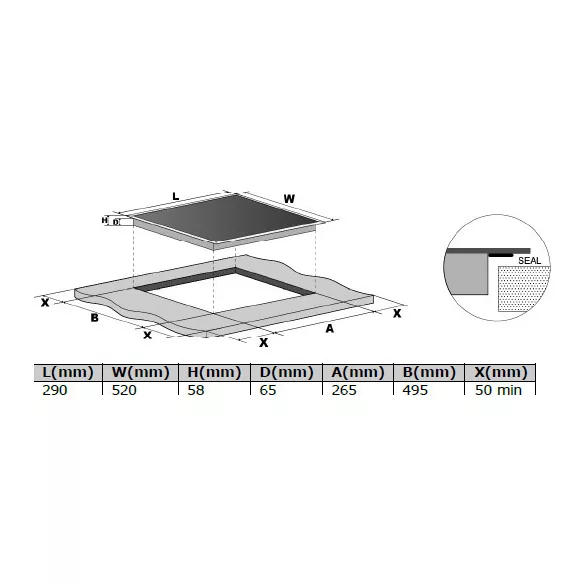 Kluge beépíthető indukciós domino főzőlap, 30cm, fekete ü.