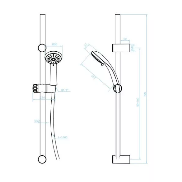 LAVEO CENTO zuhanyoszlop 3 funkciós zuhanyfejjel, fehér