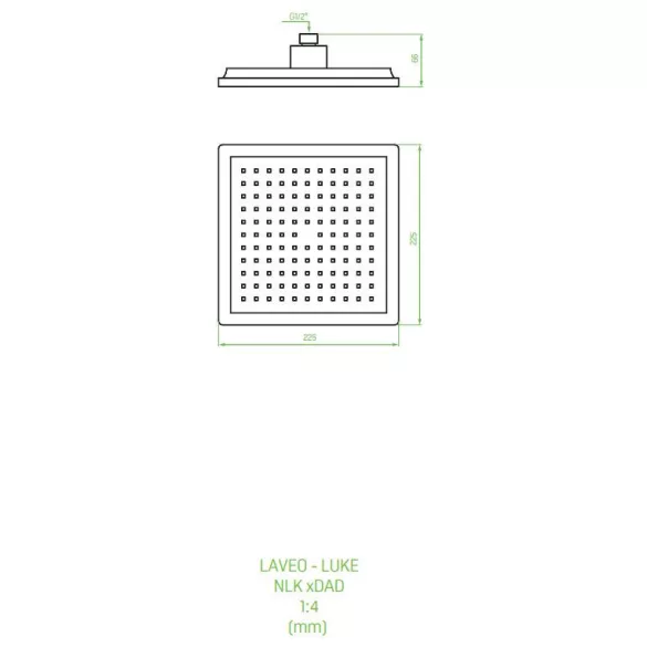 LAVEO LUKE zuhany (220x220 mm), ABS, fekete