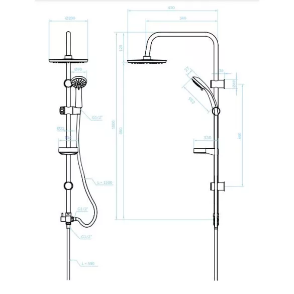 LAVEO CENTO zuhanyszett csappal, króm