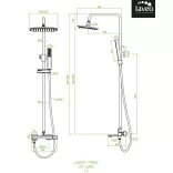 LAVEO TORES zuhanyszett csappal, egyfunkciós felső zuhany,  vízkőtaszító felület, fekete