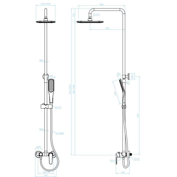 LAVEO DIMA zuhanyszett csappal, fekete