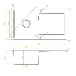 LAVEO MARMARA egymed.csepptálcás mosogató, Grafit