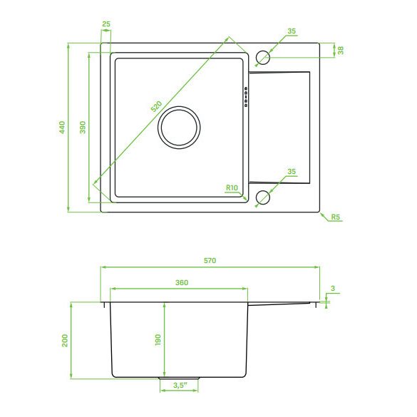 LAVEO MARMARA egymed.minicsepp. mosogató, Grafit