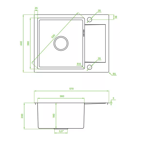 LAVEO MARMARA egymed.minicsepp. mosogató, rózsaarany
