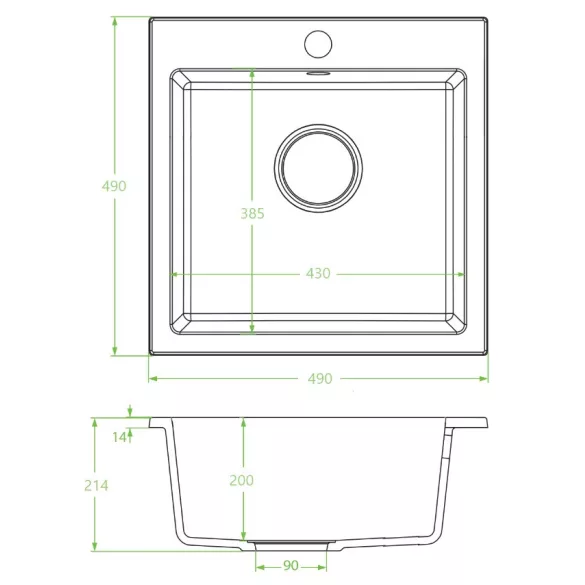 LAVEO ALENA jázmin egymedencés mosogató helytakarékos szifonnal