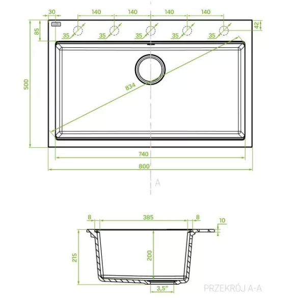 LAVEO TAU 8 nagymedencés mosogató, jázmin