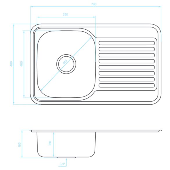 LAVEO FARO egymedence csepptálcás inox mosogató szifonnal K.