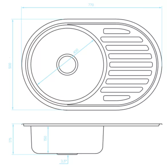 LAVEO FARO egykör csepptálcás mosogató, inox K.