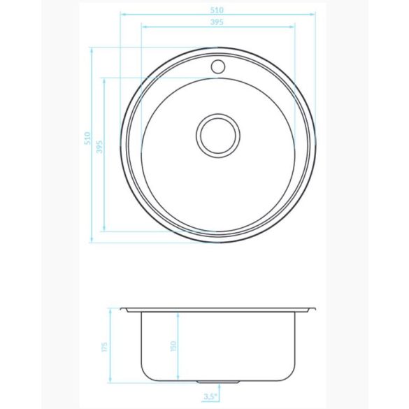 LAVEO ORION egykör inox mosogató szifonnal K.