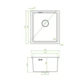 LAVEO ADEN egymedencés mosogató, szálcsiszolt inox