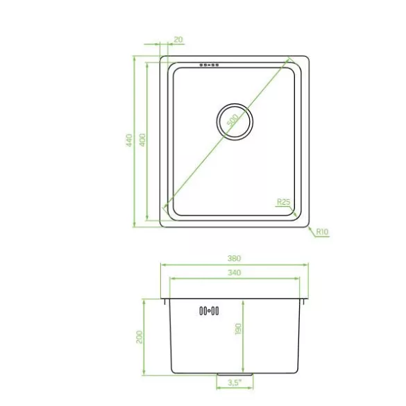 LAVEO ADEN egymedencés mosogató, szálcsiszolt inox
