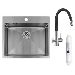   LAVEO MALAWI inox beépíthető mosogató szifonnal, RIVECO vízszűrős szettel, 50x58x20 cm